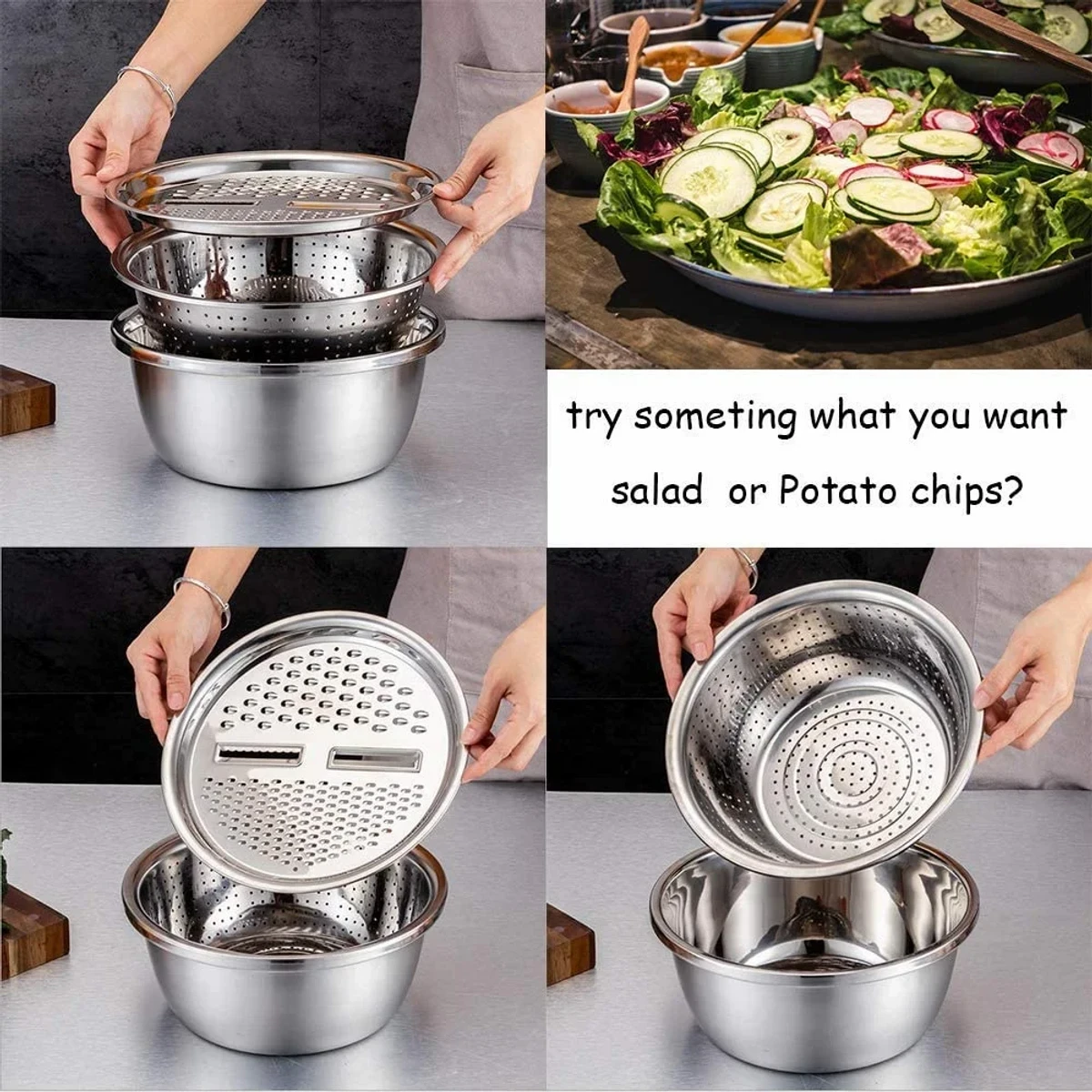 3 in 1 Vegetable Cutter with Drain Basket - Image 4