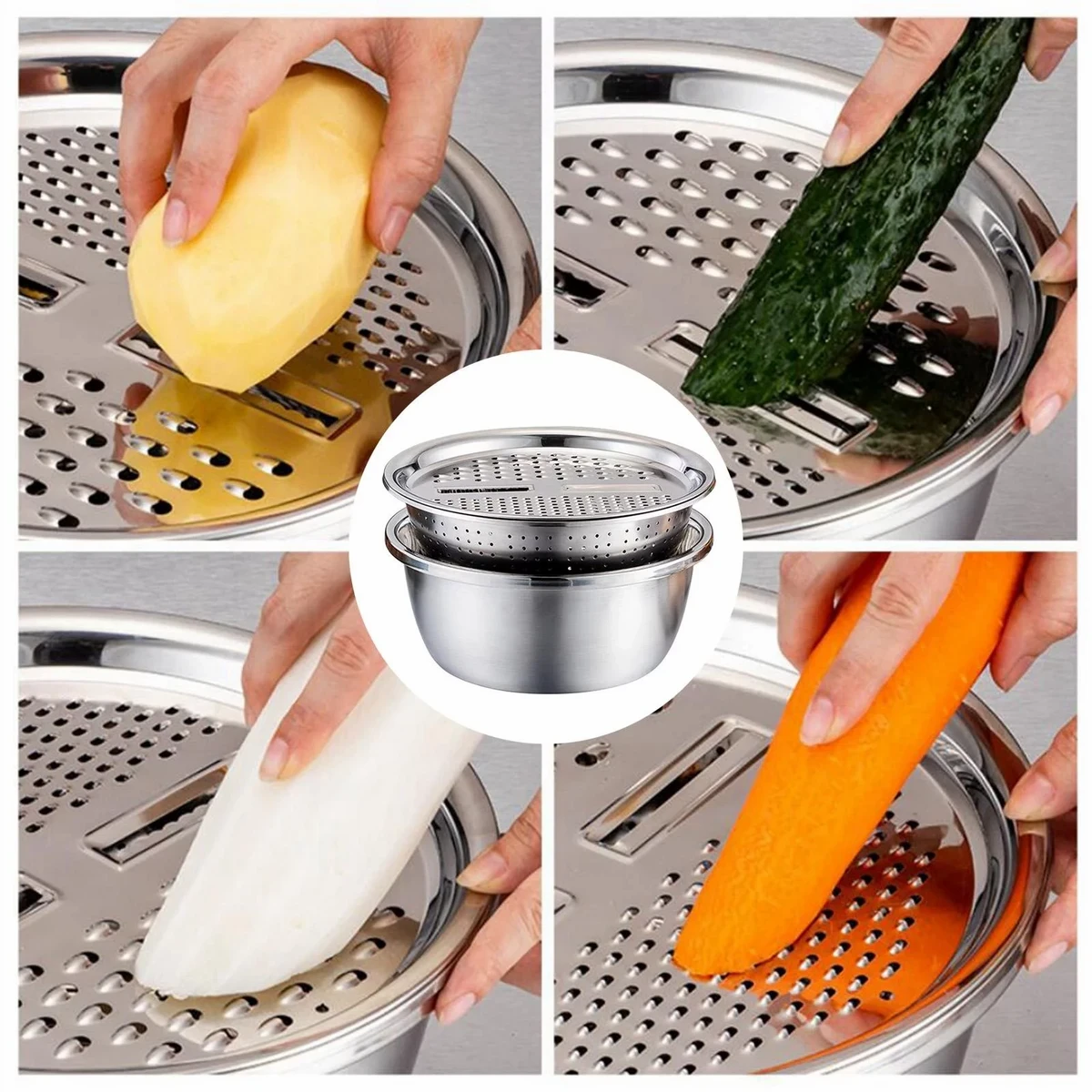 3 in 1 Vegetable Cutter with Drain Basket - Image 5