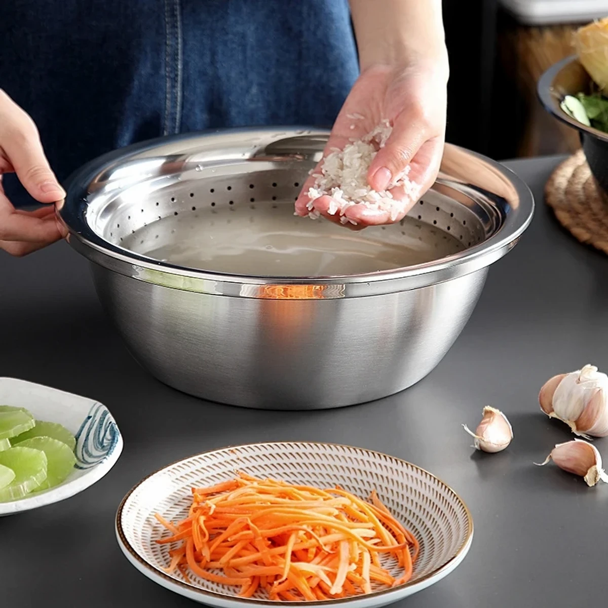 3 in 1 Vegetable Cutter with Drain Basket - Image 7