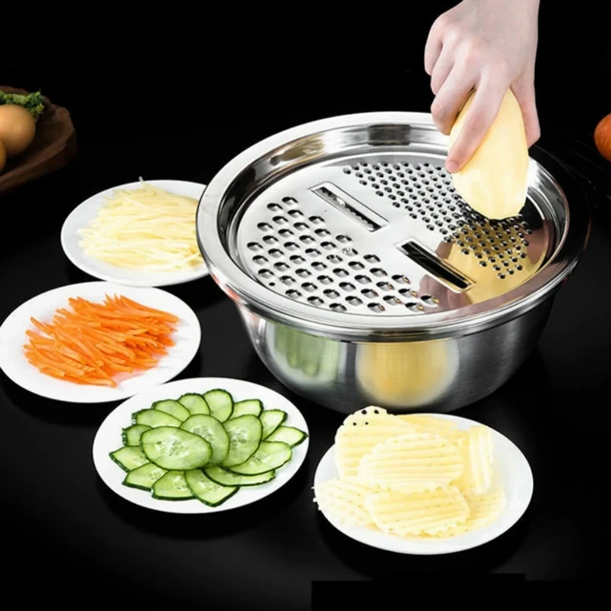 3 in 1 Vegetable Cutter with Drain Basket - Image 9