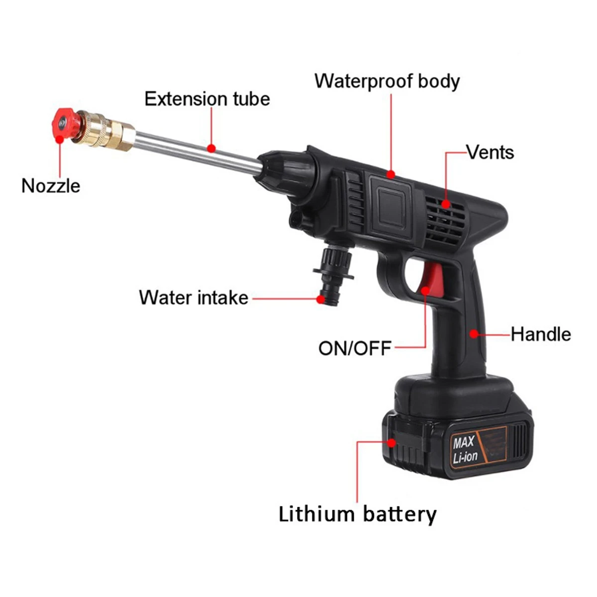 Rechargeable Cordless High Pressure Car Washer Gun - Image 9