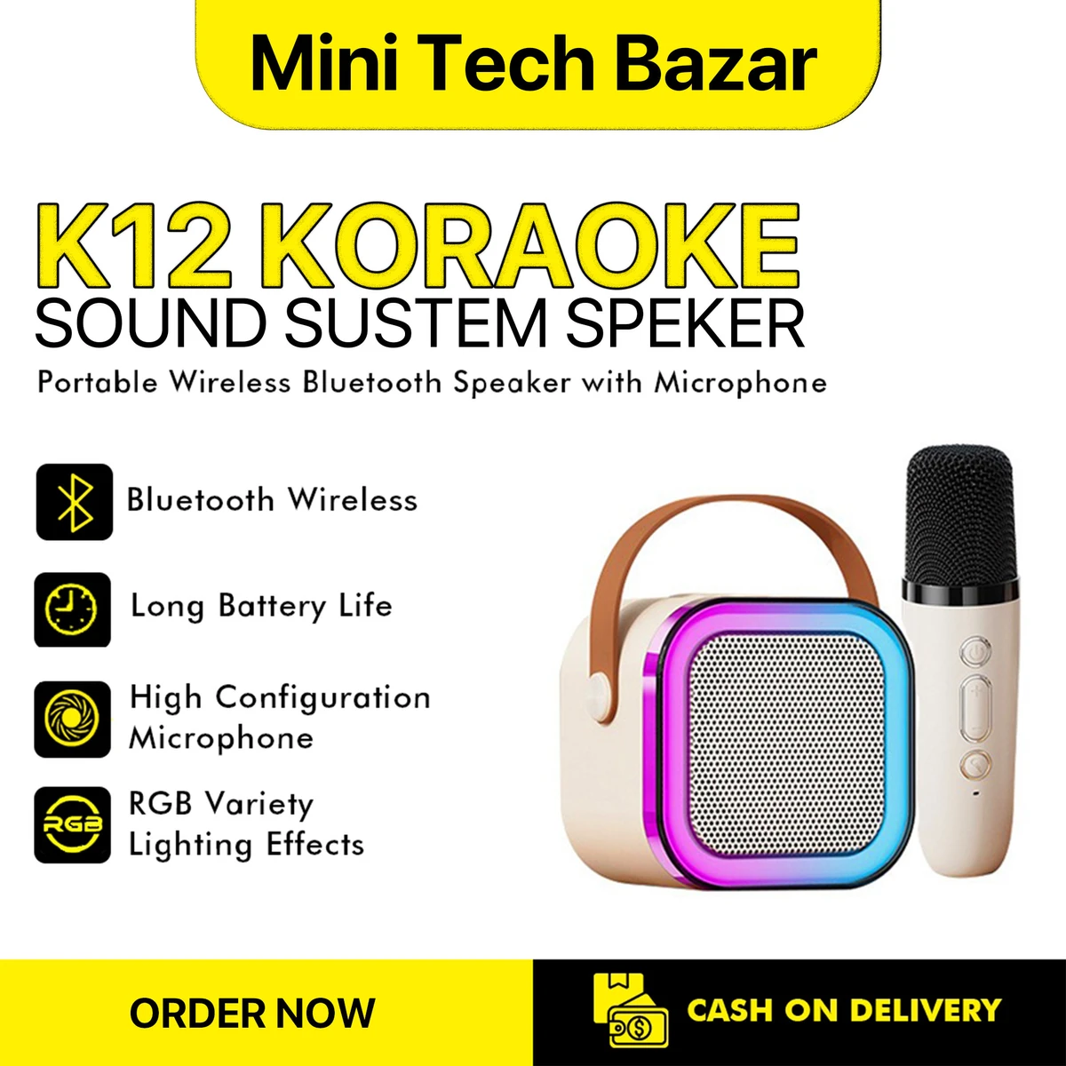 K12 Portable Karaoke Speaker With Wireless Microphone - Image 5